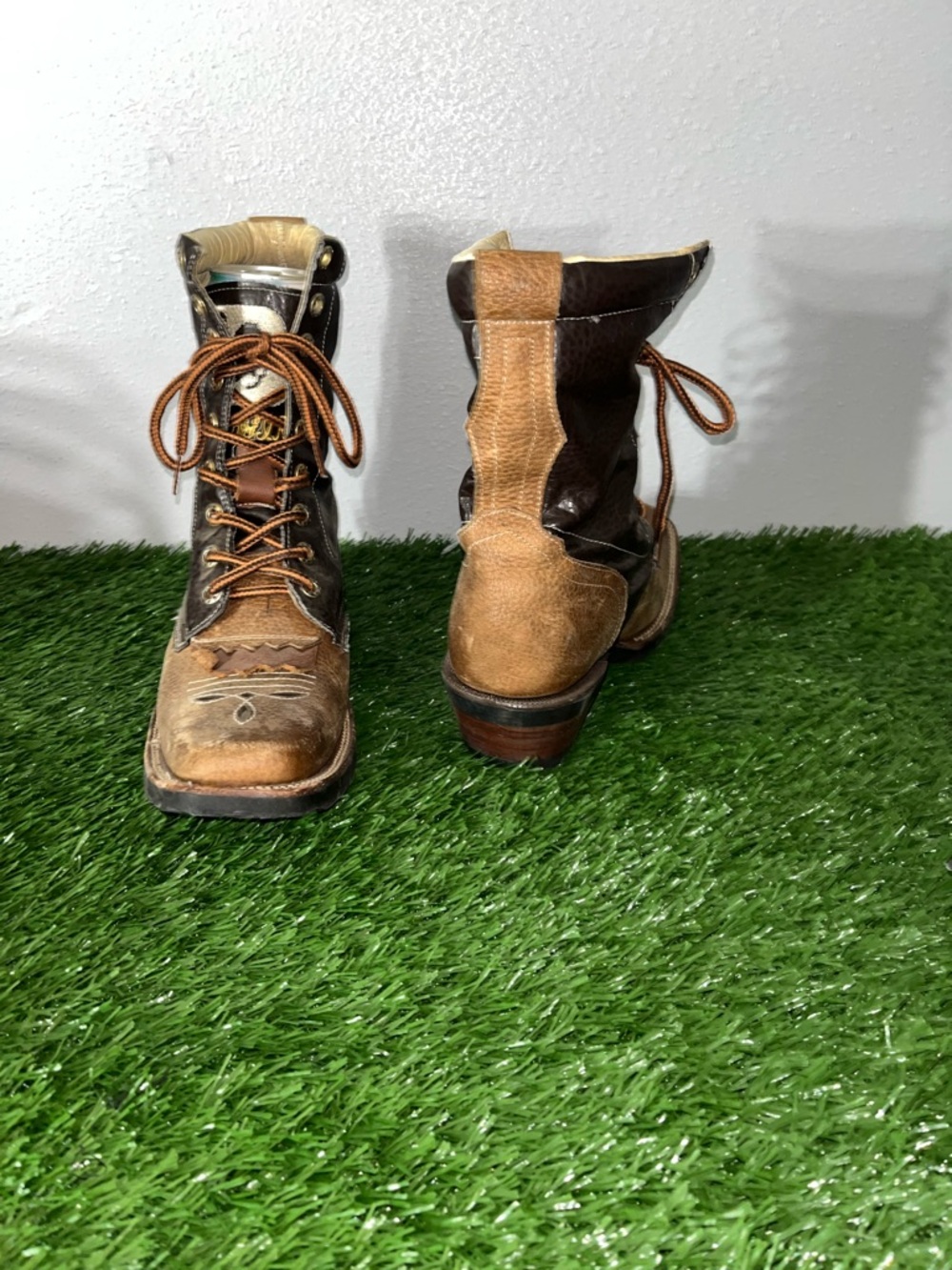 Brown Lace-Up Cowgirl Women’s Boots 9.5 - Picture 7 of 12